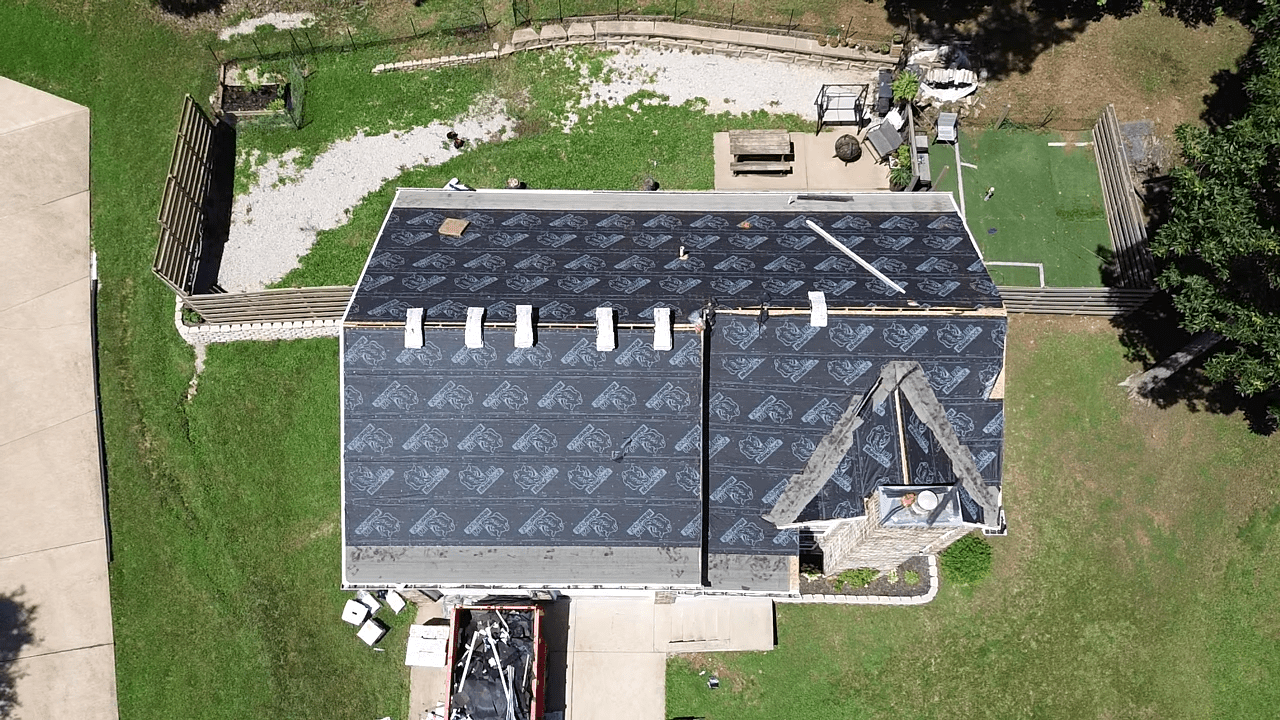 Suburban roof storm damage inspection